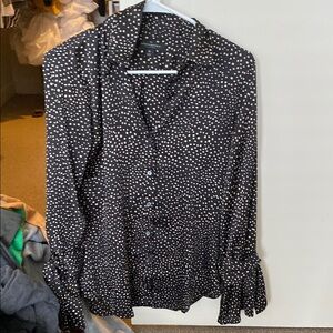 Banana Republic Black and Cream Polka Dot Shirt